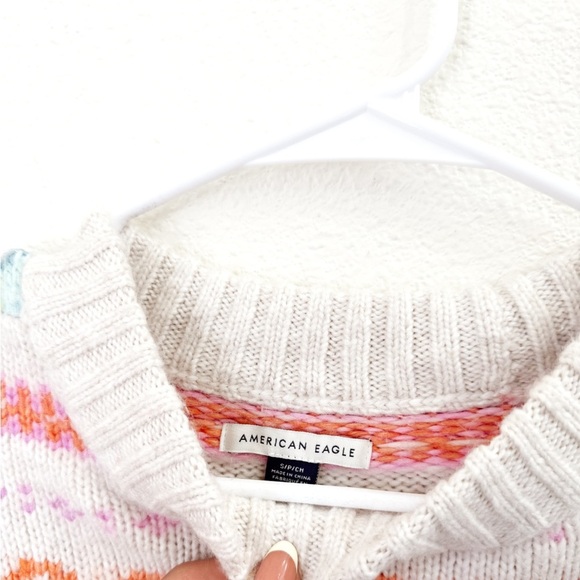 American Eagle Outfitters Rainbow Oversized Fair Isle Crewneck Sweater Size S - Picture 5 of 9